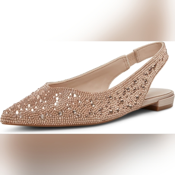 Madden Girl Women's Rose Rhinestone Pointed Toe Slingback Flats Size 7.5 - Picture 3 of 10